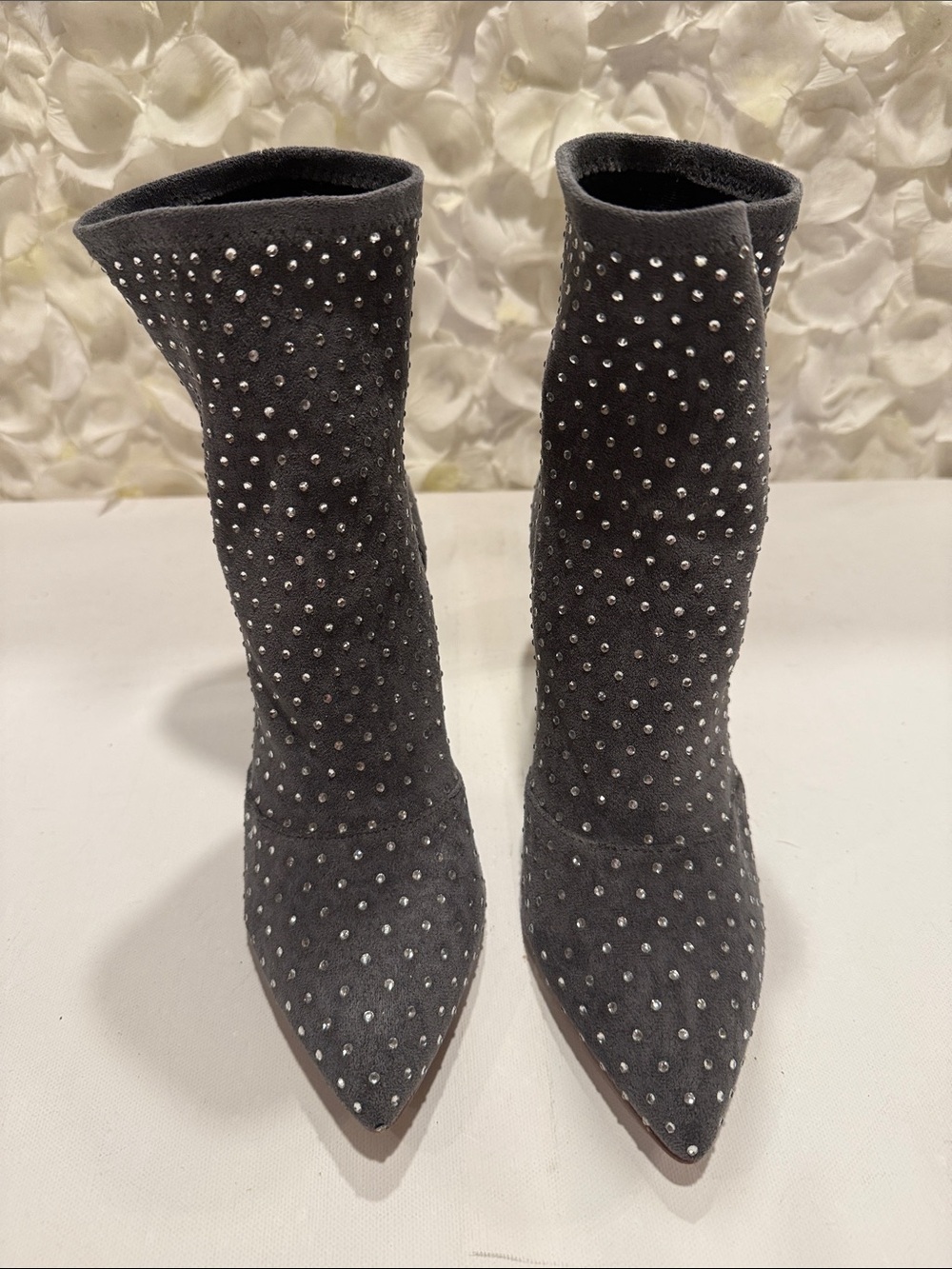 Charles David Black Studded Pointed-Toe Sock Booties